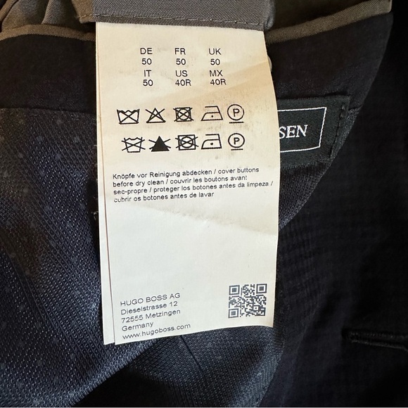 BOSS Hugo Boss Navy Blue 100% Virgin Wool Blazer Jacket 40R EUC Lightweight - Picture 7 of 9